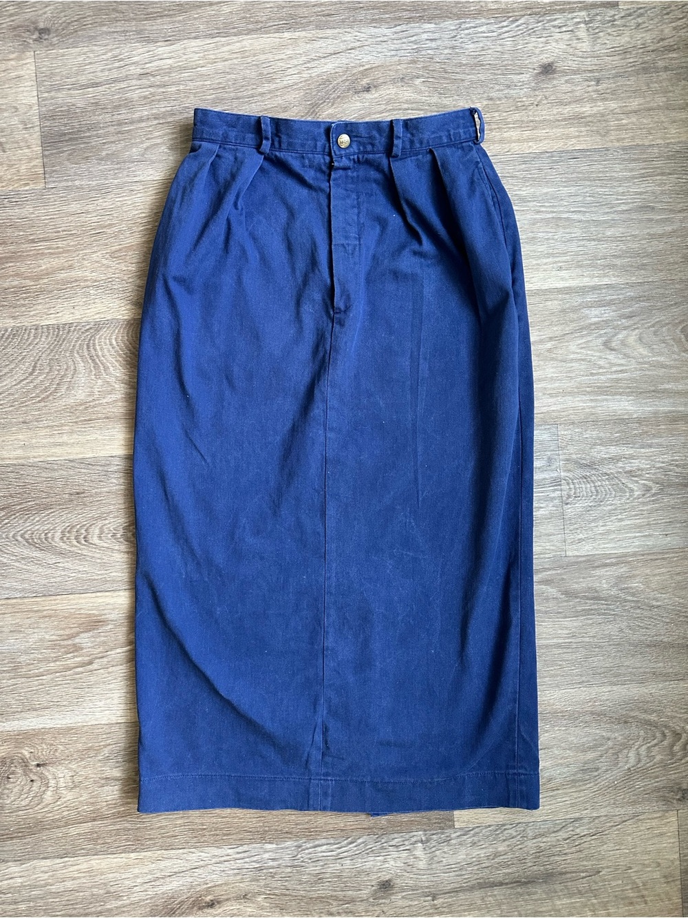 Vintage L.L. Bean Denim Midi‎ Skirt Size 10 Blue High Waisted Cotton